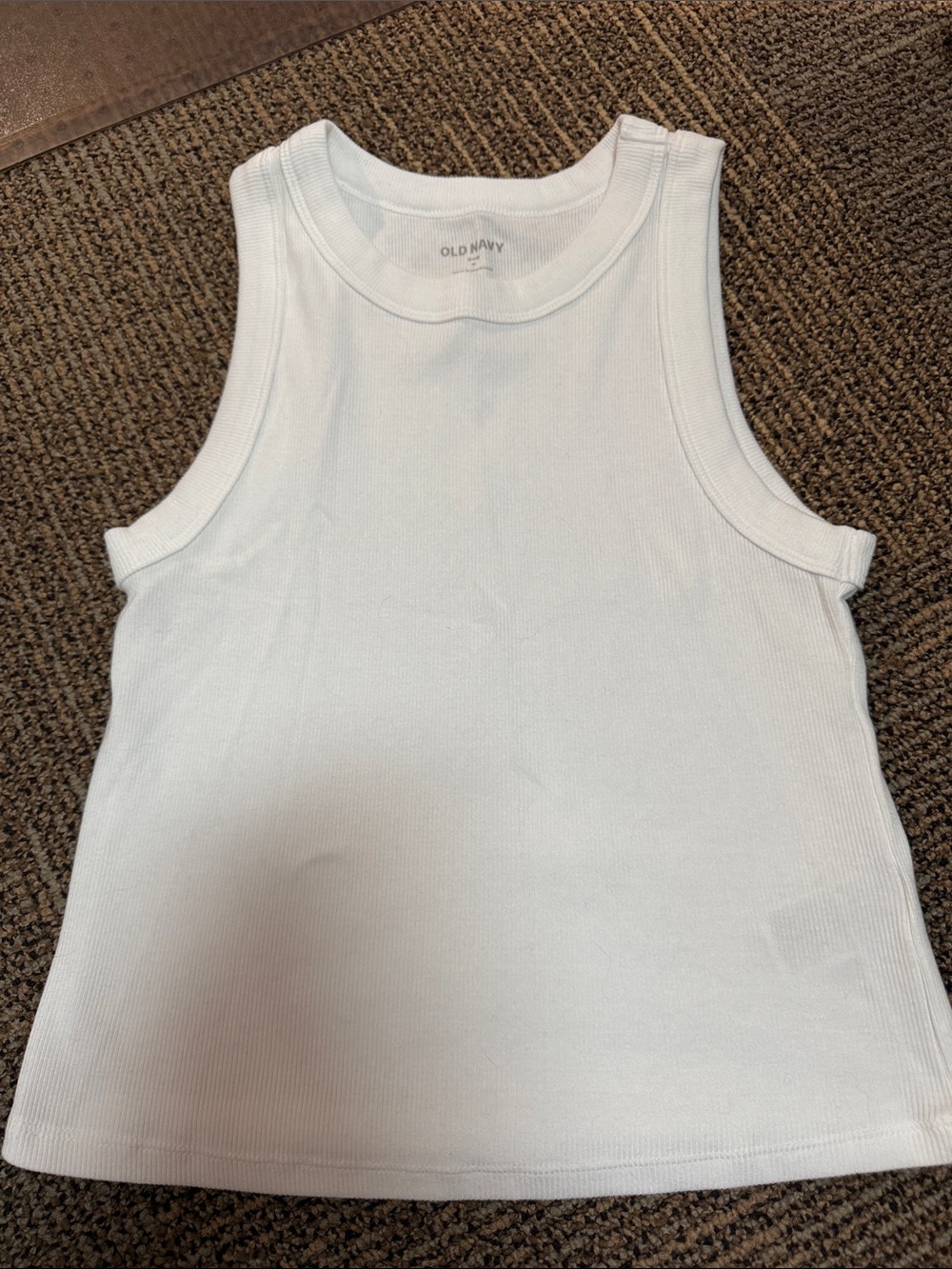 Old Navy White Ribbed Crew Tank